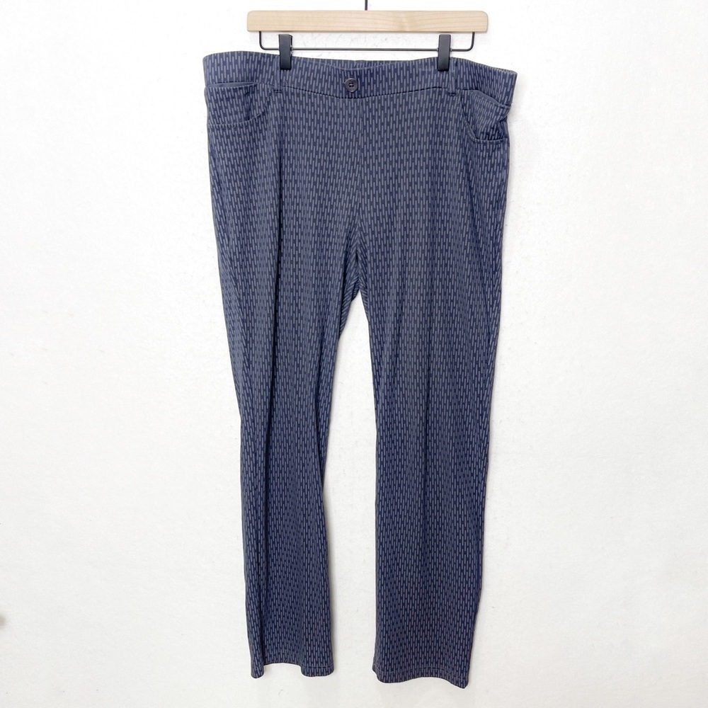 Betabrand 7 Pocket Dress Pant Yoga Pants XXL Blue Gray with Pattern
